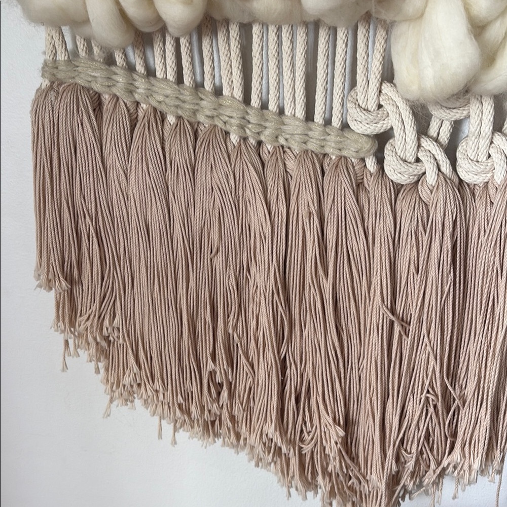 Handcrafted Cream and Tan Macrame Wall Hanging - Picture 8 of 10
